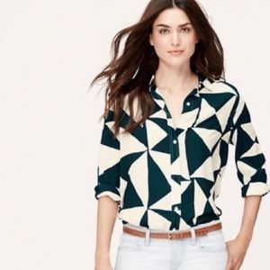 Loft Geometric Print Utility Blouse